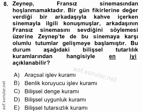 8. soru: Zeynep, Fransız sinemasından hoşlanmamaktadır. Bir gün fikirlerine değer verdiği bir arkadaşıyla kahve içerken sinema…