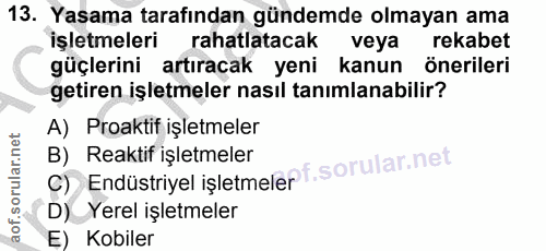 13. soru: Yasama tarafından gündemde olmayan ama işletmeleri rahatlatacak veya rekabet güçlerini artıracak yeni kanun önerileri…