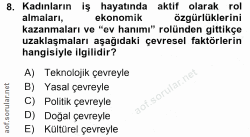 8. soru: Kadınların iş hayatında aktif olarak rol almaları, ekonomik özgürlüklerini kazanmaları ve "ev hanımı" rolünden gittik…