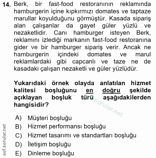 14. soru: Berk, bir fast-food restoranının reklaminda hamburgerin içine kıpkırmızı domates ve taptaze marullar koyulduğunu görm…