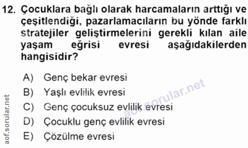 12. soru: Çocuklara bağlı olarak harcamaların arttığı ve çeşitlendiği, pazarlamacıların bu yönde farklı stratejiler geliştirmel…