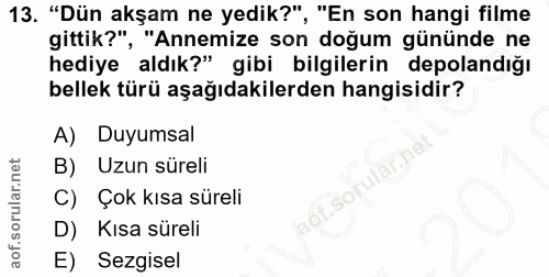 13. soru: "Dün akşam ne yedik?", "En son hangi filme gittik?", "Annemize son doğum gününde ne hediye aldık?" gibi bilgilerin de…