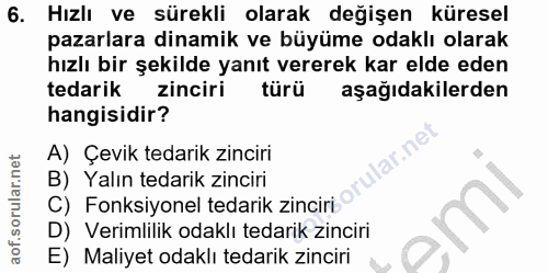 6. soru: Hızlı ve sürekli olarak değişen küresel pazarlara dinamik ve büyüme odaklı olarak hızlı bir şekilde yanıt vererek kar…