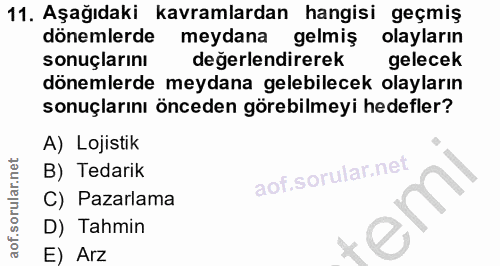 11. soru: Aşağıdaki kavramlardan hangisi geçmiş dönemlerde meydana gelmiş olayların sonuçlarını degerlendirerek gelecek dönemle…