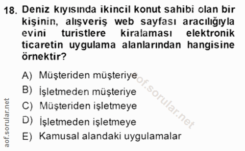 18. soru: Deniz kıyısında ikincil konut sahibi olan bir kişinin, alışveriş web sayfası aracılığıyla evini turistlere kiralaması…