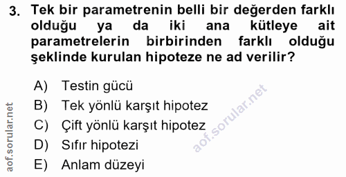 3. soru: Tek bir parametrenin belli bir değerden farklı olduğu ya da iki ana kütleye ait parametrelerin birbirinden farklı old…