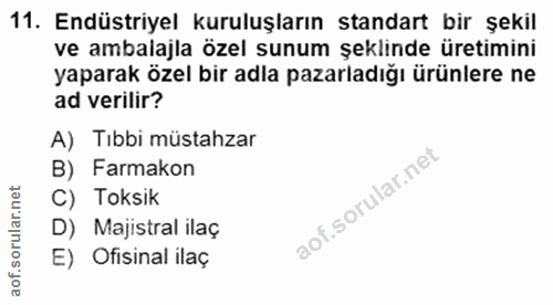 11. soru: Endüstriyel kuruluşların standart bir şekil ve ambalajla özel sunum şeklinde üretimini yaparak özel bir adla pazarlad…