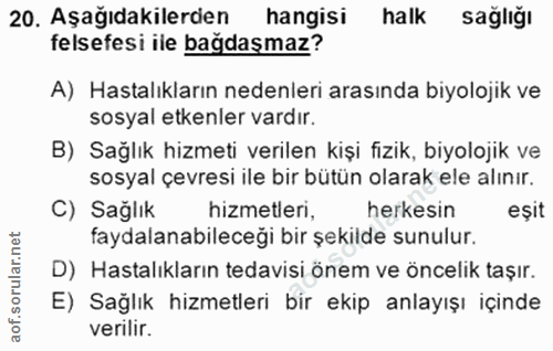 20. soru: Aşağıdakilerden hangisi halk sağliğı felsefesi ile bağdaşmaz? A) Hastalıkların nedenleri arasında biyolojik ve sosyal…