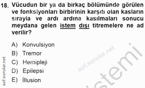 18. soru: Vücudun bir ya da birkaç bölümünde görülen ve fonksiyonları birbirinin karşıtı olan kasların sırayia ve ardı ardına k…