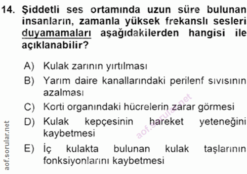 14. soru: Șiddetli ses ortamında uzun süre bulunan insanların, zamanla yüksek frekanslı sesleri duyamamaları aşağıdakilerden ha…