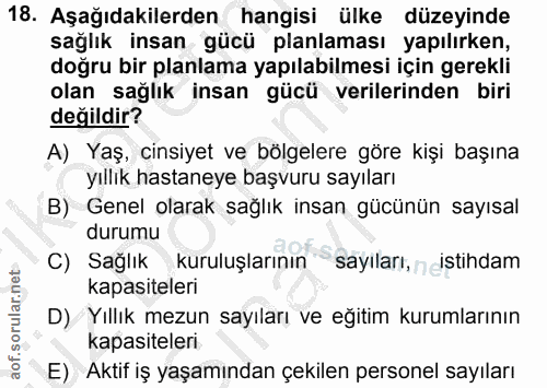 18. soru: Aşağıdakilerden hangisi ülke düzeyinde sağlık insan gücü planlaması yapılırken, doğru bir planlama yapılabilmesi için…