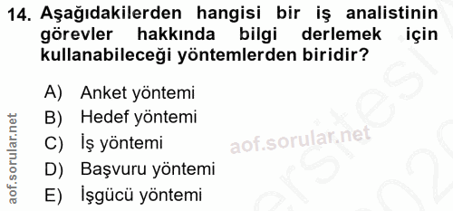 14. soru: Aşağıdakilerden hangisi bir iş analistinin görevler hakkında bilgi derlemek için kullanabileceği yöntemlerden biridir…