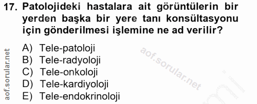 17. soru: Patolojideki hastalara ait görüntülerin bir yerden başka bir yere tanı konsültasyonu için gönderilmesi işlemine ne ad…