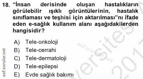 18. soru: "Insan derisinde oluşan hastalıkların görülebilir ışıklı görüntülerinin, hastalık sınıflaması ve teşhisi için aktarıl…