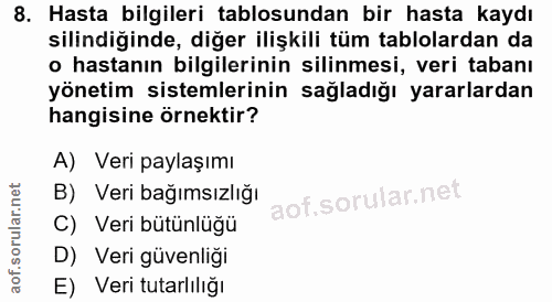 8. soru: Hasta bilgileri tablosundan bir hasta kaydı silindiğinde, diğer ilişkili tüm tablolardan da o hastanın bilgilerinin s…
