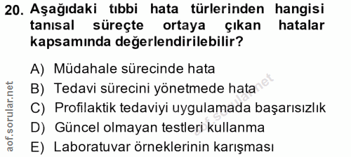 20. soru: Aşağıdaki tıbbi hata türlerinden hangisi tanısal süreçte ortaya çıkan hatalar kapsamında değerlendirilebilir? A) Müda…
