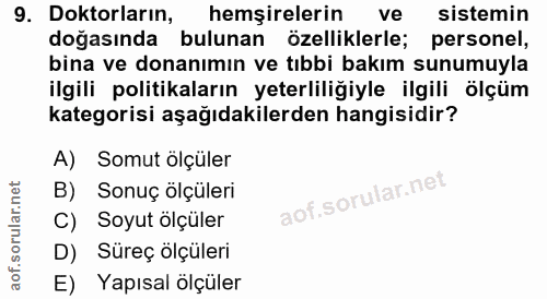 9. soru: Doktorların, hemşirelerin ve sistemin dogasında bulunan özelliklerle; personel, bina ve donanımın ve tıbbi bakım sunu…