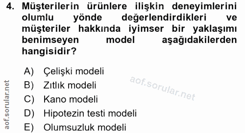 4. soru: Müşterilerin ürünlere ilişkin deneyimlerini olumlu yönde değerlendirdikleri ve müşteriler hakkında iyimser bir yaklaş…