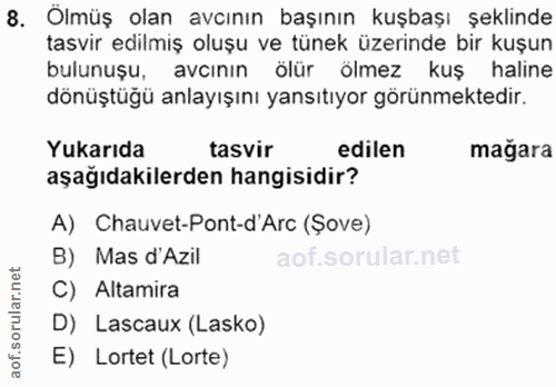 8. soru: Ölmüş olan avcının başının kuşbaşı şeklinde tasvir edilmiş oluşu ve tünek üzerinde bir kuşun bulunuşu, avcının ölür ö…