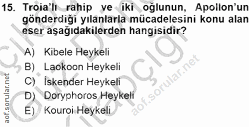 15. soru: Troia'lı rahip ve iki oğlunun, Apollon'un gönderdiği yılanlarla mücadelesini konu alan eser aşağıdakılerden hangisidi…