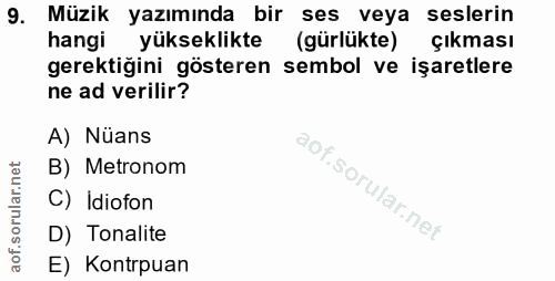 9. soru: Müzik yazımında bir ses veya seslerin hangi yükseklikte (gürlükte) Çikması gerektiğini gösteren sembol ve işaretlere…