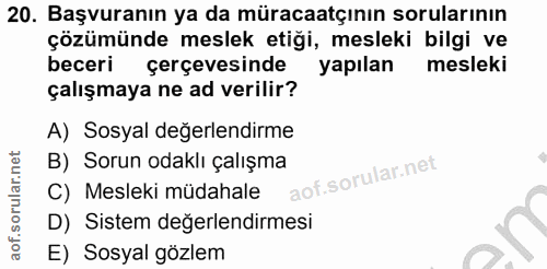 20. soru: Başvuranın ya da müracaatçının sorularının çözümünde meslek etiği, mesleki bilgi ve beceri çerçevesinde yapılan mesle…
