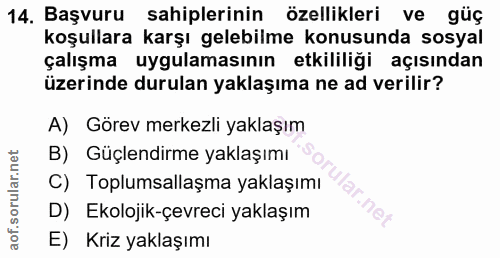 14. soru: Başvuru sahiplerinin özellikleri ve güç koşullara karşı gelebilme konusunda sosyal çalışma uygulamasının etkililiği a…