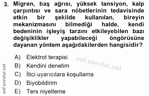 3. soru: Migren, baş ağrısı, yüksek tansiyon, kalp çarpıntısı ve sara nöbetlerinin tedavisinde etkin bir şekilde kullanılan, b…