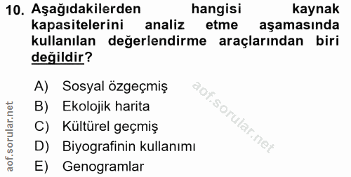 10. soru: Aşağıdakilerden hangisi kaynak kapasitelerini analiz etme aşamasında kullanılan değerlendirme araçlarından biri değil…