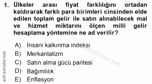1. soru: Ulkeler arasi fiyat farkliliğını ortadan kaldırarak farklı para birimleri cinsinden elde edilen toplam gelir ile satı…