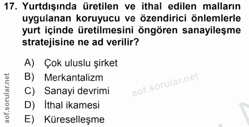 17. soru: Yurtdışında üretilen ve ithal edilen malların uygulanan koruyucu ve özendirici önlemlerle yurt içinde üretilmesini ön…
