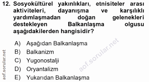 12. soru: Sosyokültürel yakınlıkları, etnisiteler arası aktiviteleri, dayanışma ve karşılıklı yardımlaşmadan doğan gelenekleri…
