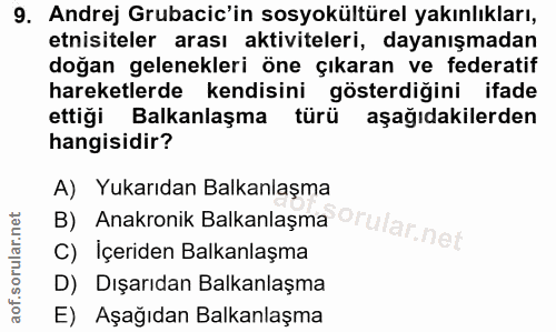 9. soru: Andrej Grubacic'in sosyokültürel yakınlıkları, etnisiteler arası aktiviteleri, dayanışmadan doğan gelenekleri öne çık…