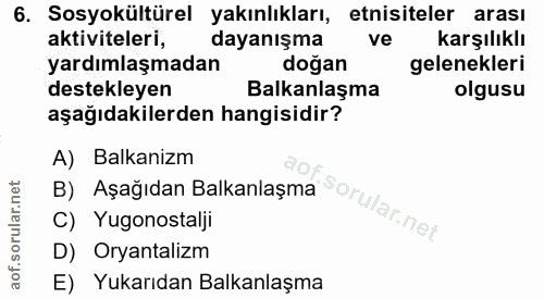 6. soru: Sosyokültürel yakınlıkları, etnisiteler arası aktiviteleri, dayanışma ve karşılıklı yardımlaşmadan doğan gelenekleri…