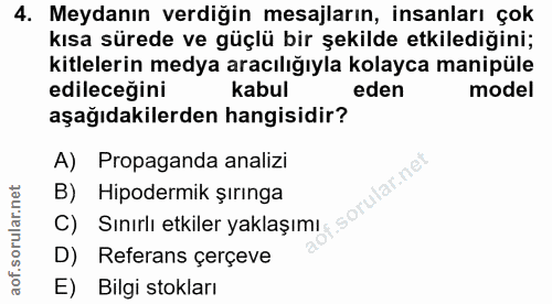 4. soru: Meydanın verdiğin mesajların, insanları çok kısa sürede ve güçlü bir şekilde etkilediğini; kitlelerin medya aracılığı…