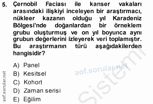 5. soru: Çerokil Faciası ile kanser vakaları arasındaki ilişkiyi inceleyen bir araştırmacı, nükleer kazanın olduğu yıl Karaden…
