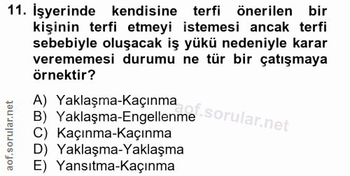11. soru: İşyerinde kendisine terfi önerilen bir kişinin terfi etmeyi istemesi ancak terfi sebebiyle oluşacak iş yükü nedeniyle…
