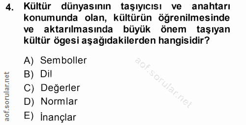 4. soru: Kültür dünyasının taşıyıcısı ve anahtarı konumunda olan, kültürün öğrenilmesinde ve aktarılmasında büyük önem taşıyan…