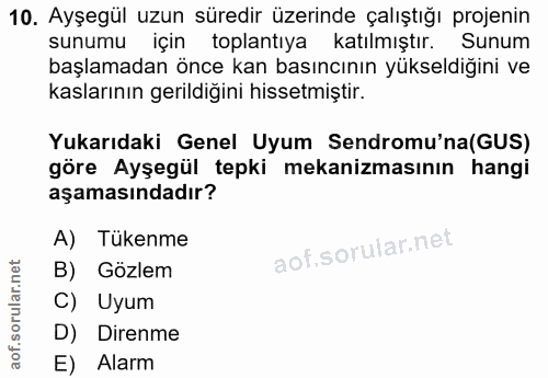 10. soru: Ayşegül uzun süredir üzerinde çalıştığı projenin sunumu için toplantıya katılmıştır. Sunum başlamadan önce kan basınc…