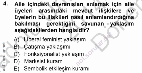 4. soru: Aile içindeki davranışları anlamak için aile üyeleri arasındaki mevcut ilişkilere ve üyelerin bu ilişkileri nasıl anl…
