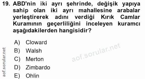 19. soru: ABD'nin iki ayrı şehrinde, değişik yapıya sahip olan iki ayrı mahallesine arabalar yerleştirerek adını verdiği Kırık…