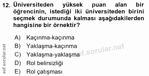 12. soru: Universiteden yüksek puan alan bir öğrencinin, istediği iki üniversiteden birini seçmek durumunda kalması aşağıdakile…