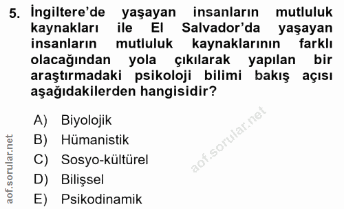 5. soru: Ingiltere'de yaşayan insanların mutluluk kaynakları ile El Salvador'da yaşayan insanların mutluluk kaynaklarının fark…