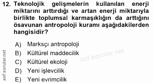 12. soru: Teknolojik gelişmelerin kullanılan enerji miktarını arttırdığı ve artan enerji miktarıyla birlikte toplumsal karmaşık…