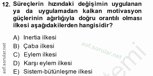 12. soru: Süreçlerin hızındaki değişimin uygulanan ya da uygulamadan kalkan motivasyon güçlerinin ağırlığıyla doğru orantılı ol…