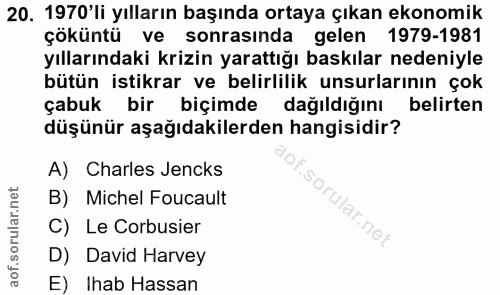 20. soru: 1970'li yılların başında ortaya çıkan ekonomik çoküntü ve sonrasinda gelen 1979-1981 yıllarındaki krizin yarattığı ba…