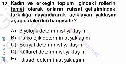 12. soru: Kadın ve erkeğin toplum içindeki rollerini temel olarak onların ruhsal gelişimindeki farklılığa dayandırarak açıklaya…
