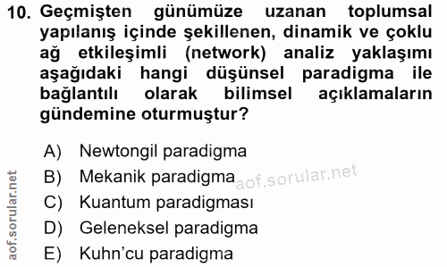 10. soru: Geçmişten günümüze uzanan toplumsal yapılanış içinde şekillenen, dinamik ve çoklu ağ etkileşimli (network) analiz yak…