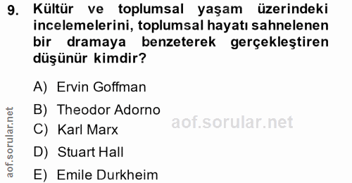 9. soru: Kültür ve toplumsal yaşam üzerindeki incelemelerini, toplumsal hayatı sahnelenen bir dramaya benzeterek gerçekleştire…