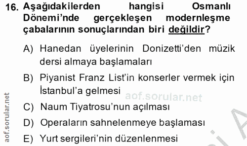 16. soru: Aşağıdakilerden hangisi Osmanlı Dönemi'nde gerçekleşen modernleşme çabalarının sonuçlarından biri değildir? A) Haneda…